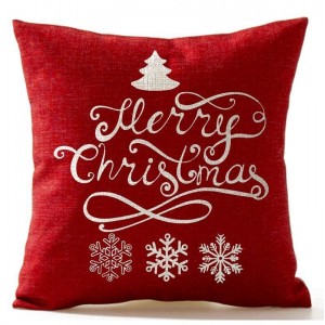 Christmas Pine Tree Snowflake Merry Christmas In Red flax Throw Pillow Case M7Q8 191466968130  113201469503